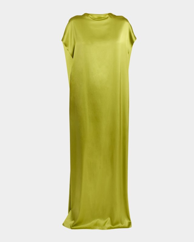 Diria Short-Sleeve Silk Maxi Dress